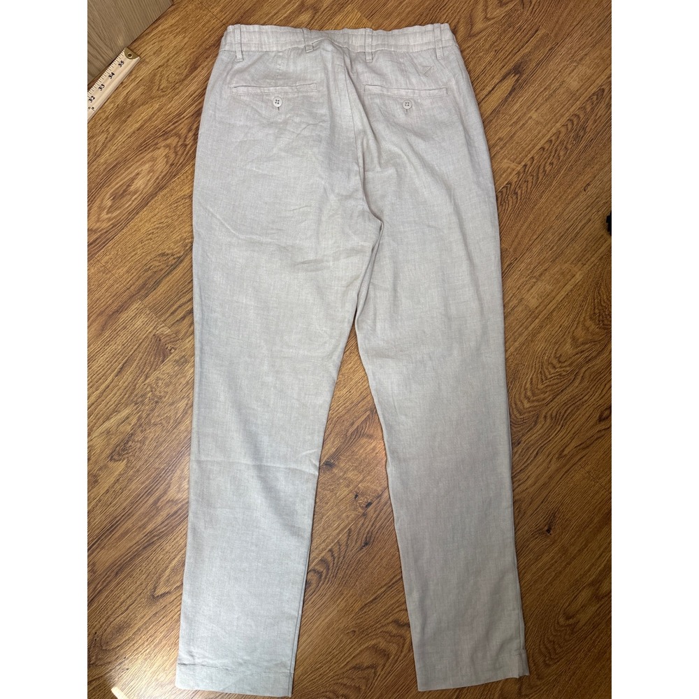 Cremieux Madison Mens 33x32 Linen Blend Drawstring Oatmeal Trousers Quiet Luxury - Picture 6 of 7